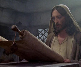Jesus leyendo en la sinagoga