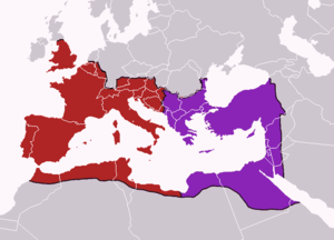 División del Imperio Romano año 395