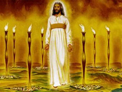 Jesús entre candelabros