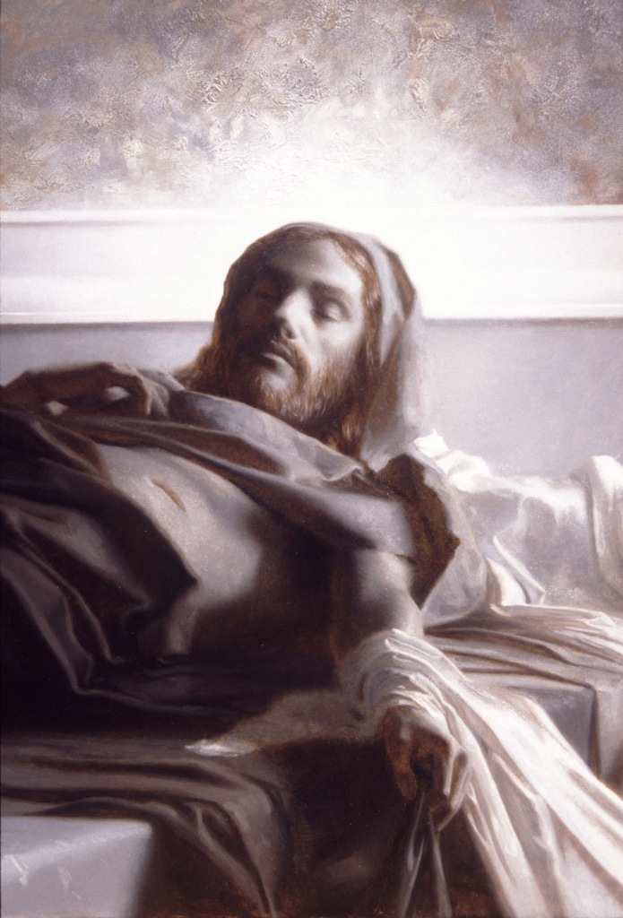 Jesús resucitando con su cuerpo humano