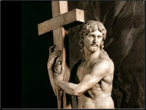 Jesús abrazado a la cruz
