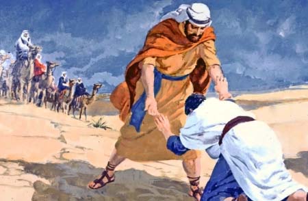 Jacob se inclina ante Esaú