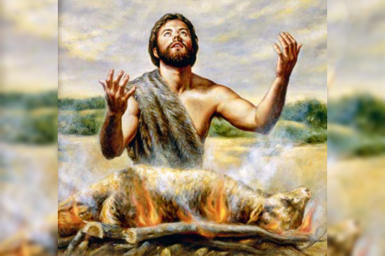 Abel sacrifica un cordero