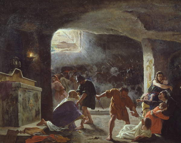 Primeros cristianos muertos en las catacumbas, por Giuseppe Mancinelli